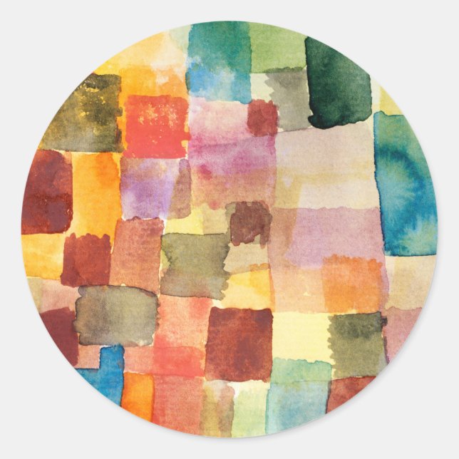 Untitled abstract watercolor squares - Paul Klee Runder Aufkleber (Vorderseite)