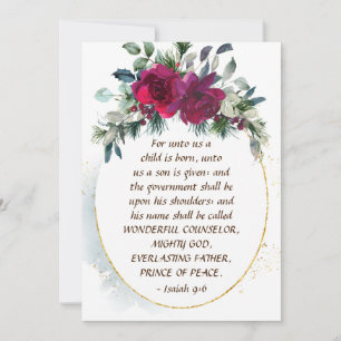 Unto Uns Ein Kind ist Geboren Isaiah 9:6 Weihnacht Feiertagskarte