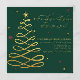 Unto Us A Child Is Born Christmas Party Invitation Einladung