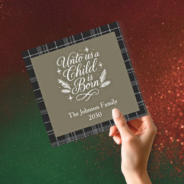 Unto Us A Child Is Born Square Photo Christmas Feiertagskarte