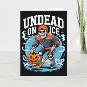 Untote auf Eis Lustige Hockey-Skelette Halloween Karte