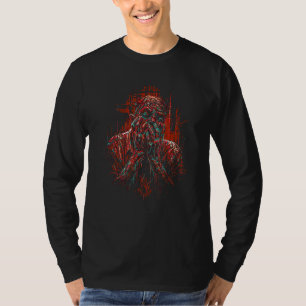 Untote Kunst Zombie Horror Tot Mann Roter Stil T-Shirt
