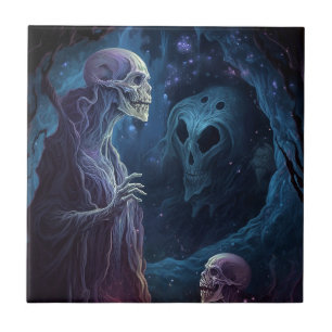 Untote Skelettkreaturen Horror Kunst Fliese