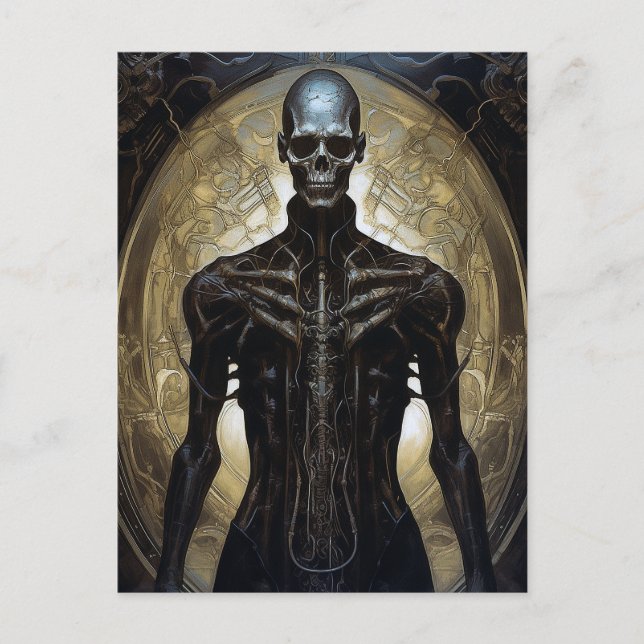 Untoter Cyborg Sci-Fi Horror Art Postkarte (Vorderseite)