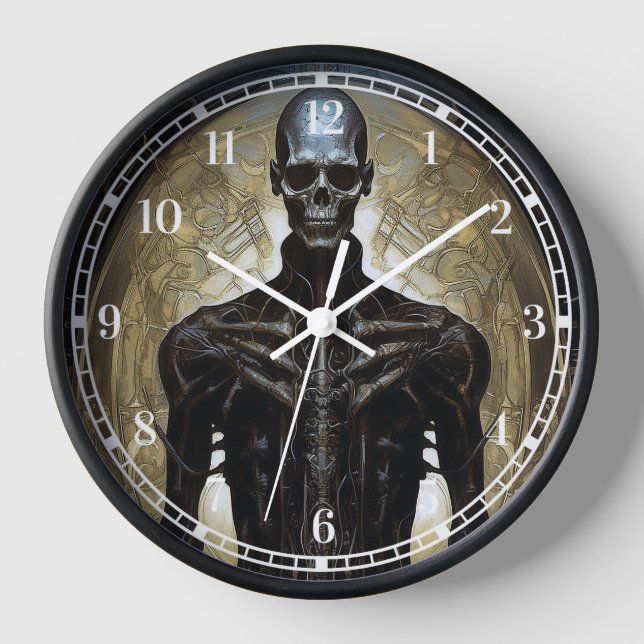 Untoter Cyborg Sci-Fi Horror Art Uhr (Vorderseite)