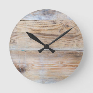 Untreated wood runde wanduhr