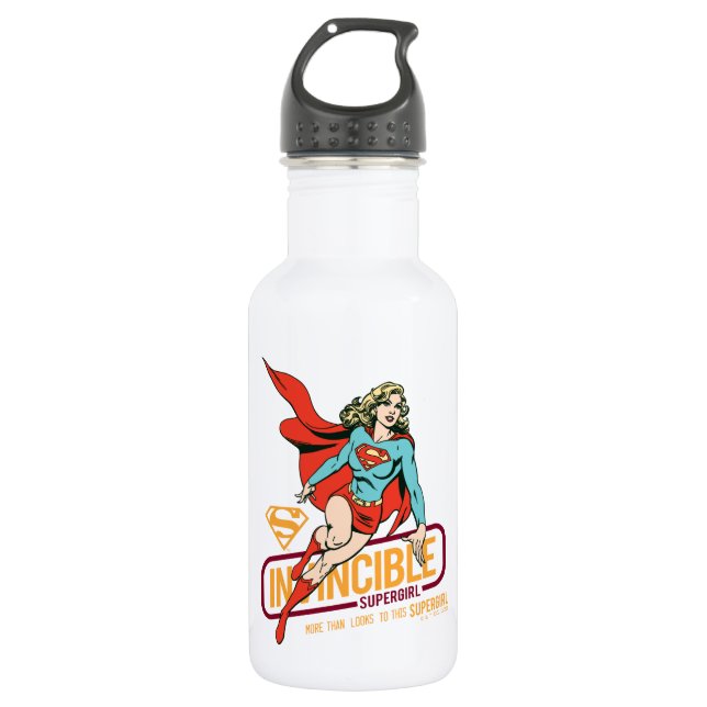 Unübertreffliche Supergirl Retro Grafik Edelstahlflasche (Vorderseite)