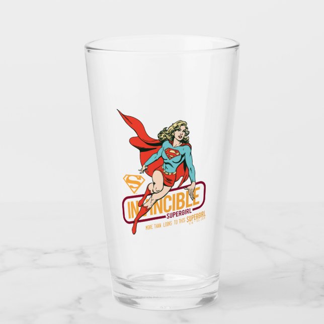 Unübertreffliche Supergirl Retro Grafik Glas (Vorderseite)