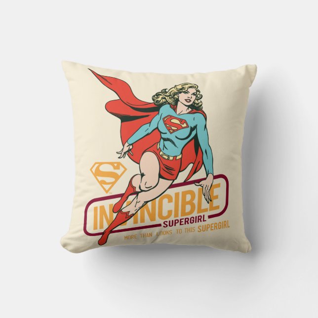 Unübertreffliche Supergirl Retro Grafik Kissen (Vorderseite)