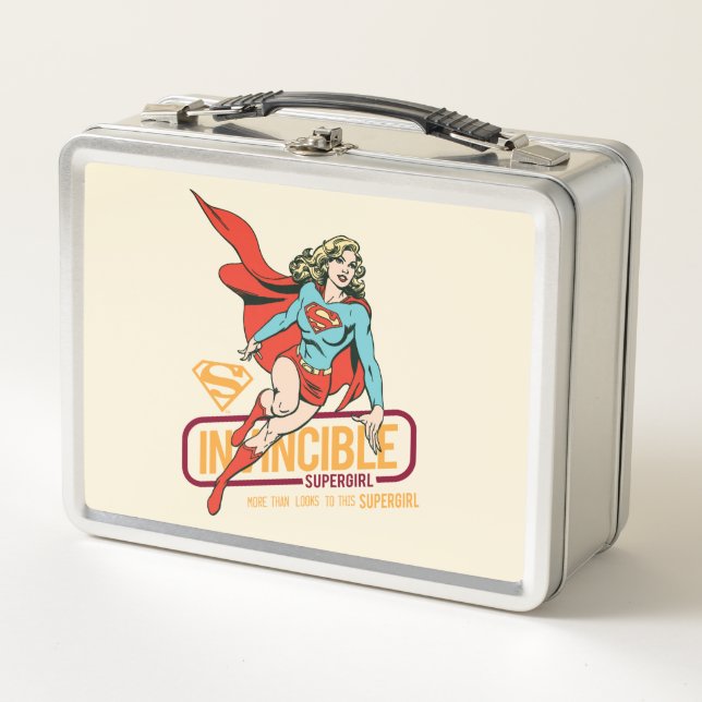 Unübertreffliche Supergirl Retro Grafik Metall Brotdose (Vorderseite)