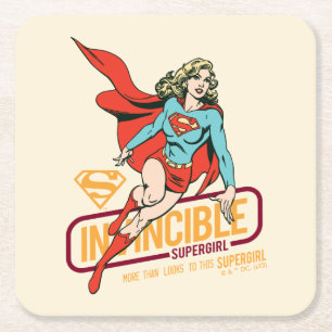 Unübertreffliche Supergirl Retro Grafik Rechteckiger Pappuntersetzer