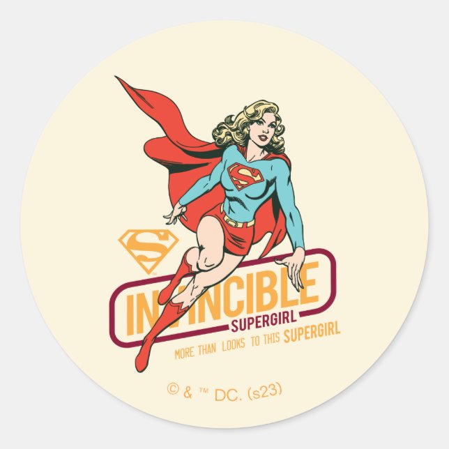 Unübertreffliche Supergirl Retro Grafik Runder Aufkleber (Vorderseite)
