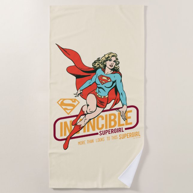 Unübertreffliche Supergirl Retro Grafik Strandtuch (Vorderseite)