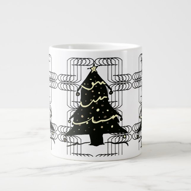 Unusual Cool Novel Chic Modern Christmas Tree Jumbo-Tasse (Vorderseite)