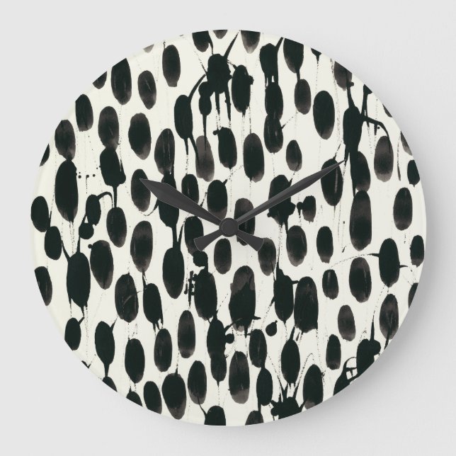 Unveränderliches schwarzes Aquarell I | Große Wanduhr (Vorderseite)