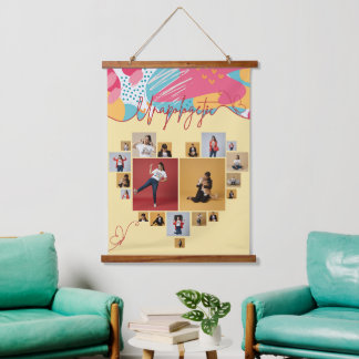 Unverblümte Personalisierte Weibliche Fotocollage Wandteppich Mit Holzrahmen