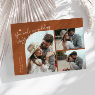 Unvergessliche Hochzeit Terrakotta Multi-Foto Dankeskarte