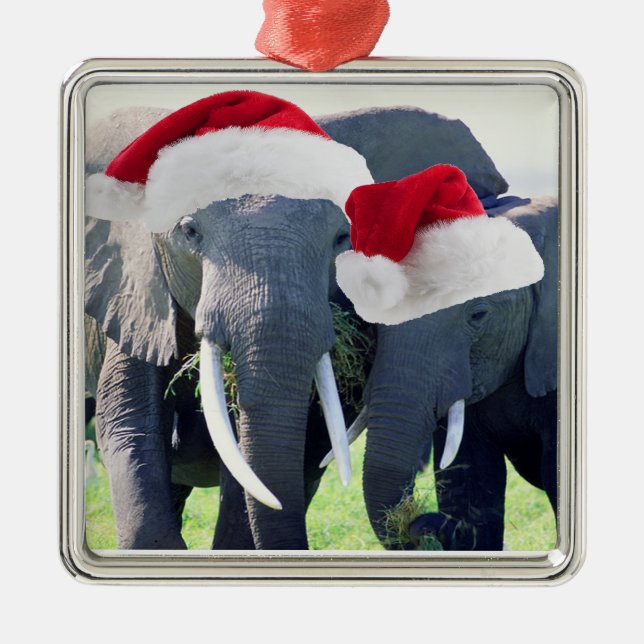 Unvergessliches Elefant-Weihnachten Ornament Aus Metall (Vorne)