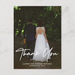 Unverkennbar   White Script Wedding Foto Vielen Da Postkarte