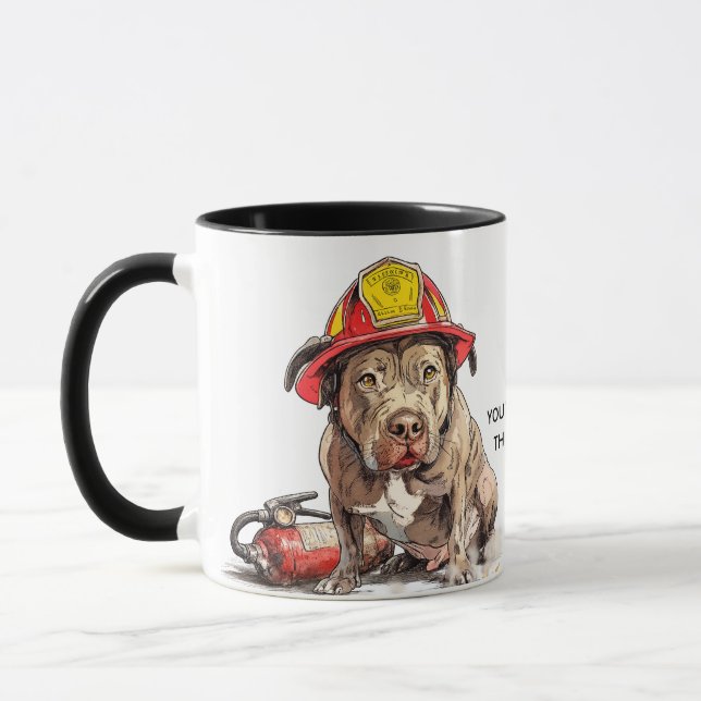 Unverschämter Feuerwehrmann-Becher Hund-Feuergefah Tasse (Links)