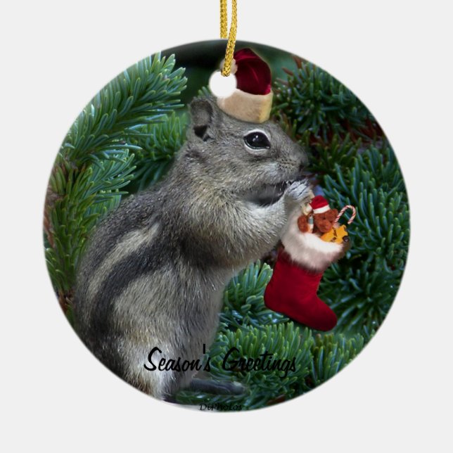 Unverschämter WeihnachtsChipmunk Keramikornament (Vorne)