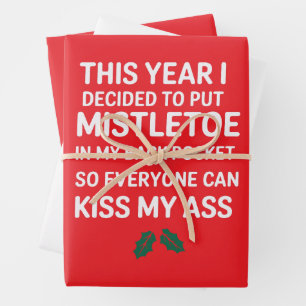 Unverschmitztes Weihnachten Lustiges Noel Lustiges Geschenkpapier Set