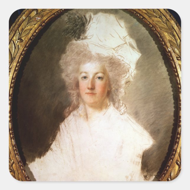 Unvollendetes Portrait von Marie-Antoinette Quadratischer Aufkleber (Vorderseite)