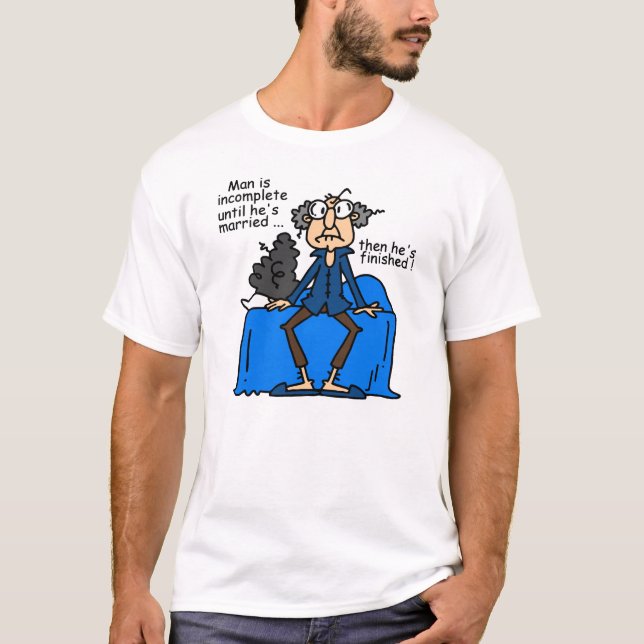Unvollständiger dann fertiger Heirat-Spaß T-Shirt (Vorderseite)