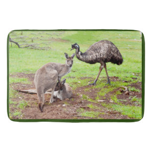 "Unwahrscheinliche Pals: The Kangaroo and Emu Frie Badematte