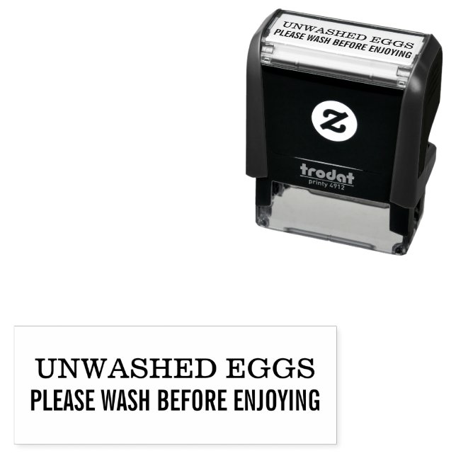 Unwashed Eggs Please Wash Before Enjoying Chicken  Permastempel (Beispiel)