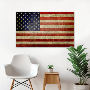 Unwetterte, beängstigende amerikanische Flagge Poster