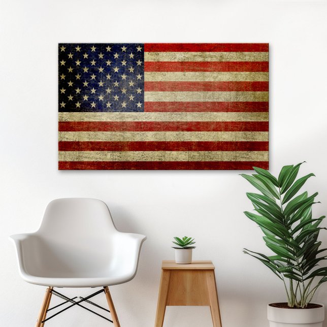 Unwetterte, beängstigende amerikanische Flagge Poster (Vintage American Flag)