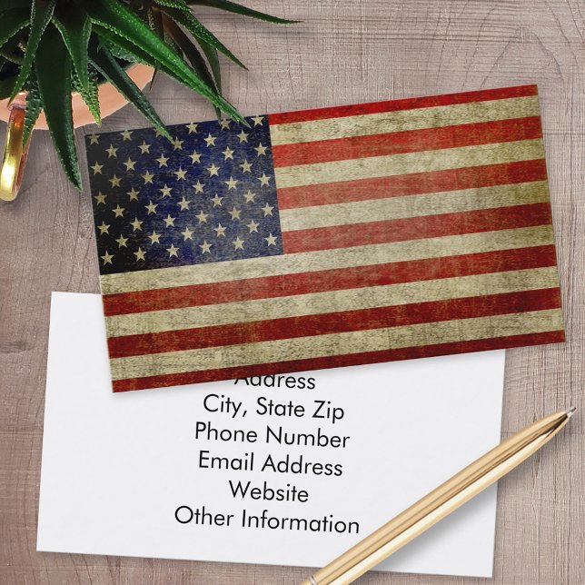 Unwetterte, beängstigende amerikanische Flagge Visitenkarte (Custom Business Card)