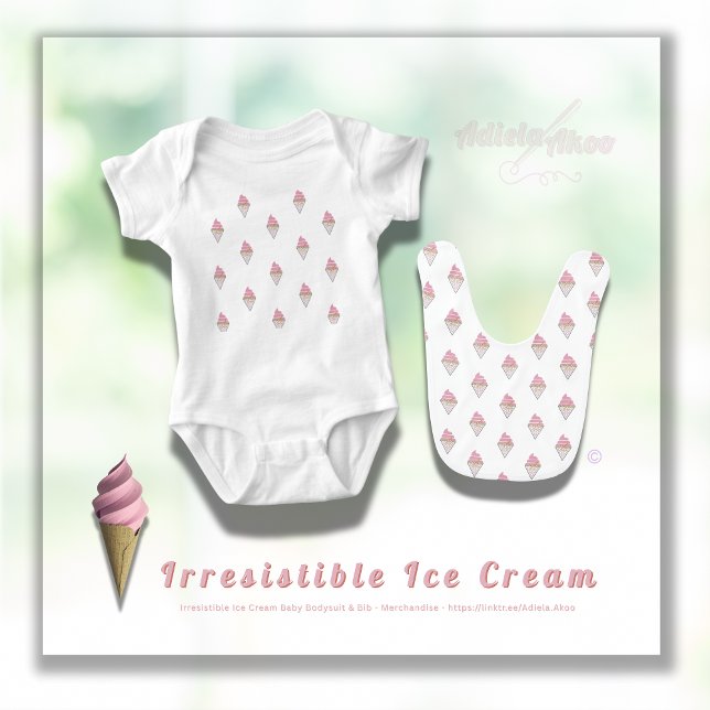 Unwiderstehlicher Eiscreme Bodysuit von Adiela Ako Baby Strampler (Irresistible IceCream Baby Bodysuit & Bib by Poet Adiela Akoo. SHOP my store for more fab baby finds)