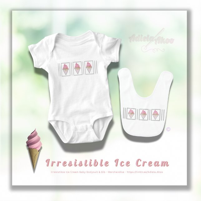 Unwiderstehlicher Eiscreme Bodysuit von Adiela Ako Baby Strampler (Irresistible Ice Cream Baby Bodysuit n Bib by Poet Adiela Akoo. SHOP my store for more fab finds now)