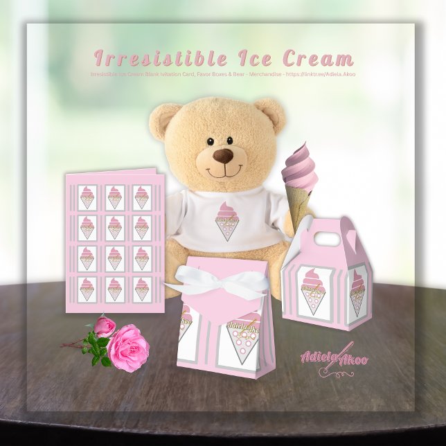 Unwiderstehliches Ice Cream Gevor Box von Adiela A Geschenkschachtel (Irresistible IceCream Bear, Card n Favor Boxes by Poet Adiela Akoo. SHOP my store 4 fab party favors)