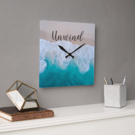 Unwind Ocean Beach Wall Clock Quadratische Wanduhr