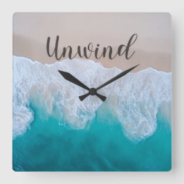 Unwind Ocean Beach Wall Clock Quadratische Wanduhr