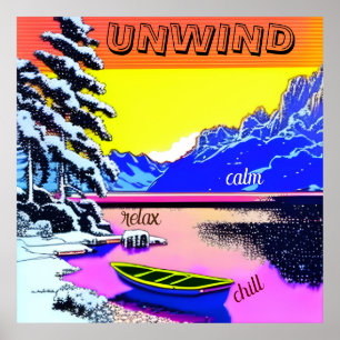 UNWIND - Schneeberge Seeboot. bearbeitbar Poster