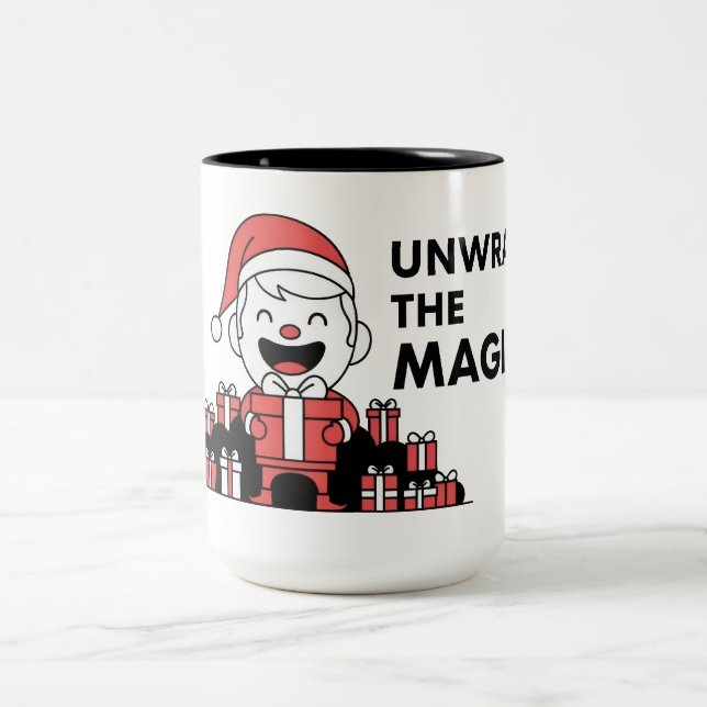 Unwrap the Magic Christmas Zweifarbige Tasse (Mittel)