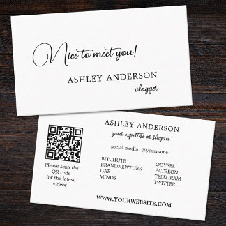 Unzensierte einfache Vlogger Social Media QR Code Visitenkarte