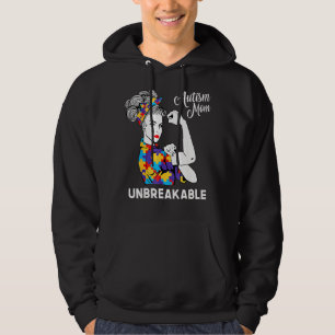 Unzerbrechliche Autismus Mama Messy Bun Autismus B Hoodie