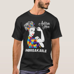 Unzerbrechliche Autismus Mama Messy Bun Autismus B T-Shirt