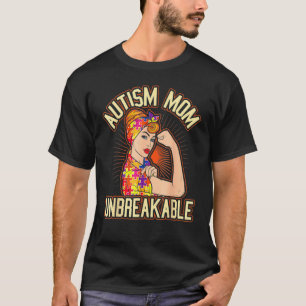 Unzerbrechliche Autismus Mama Messy Bun Autismus B T-Shirt
