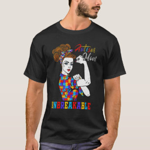 Unzerbrechliche Autismus Mama Messy Bun Autismus B T-Shirt