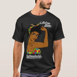 Unzerbrechliche Autismus Mama Messy Bun Autismus B T-Shirt