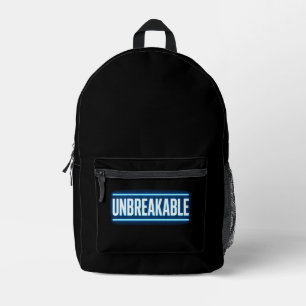 UNZERBRECHLICHE Blaue Glow-Typografie Cut & Sew Ba Bedruckter Rucksack