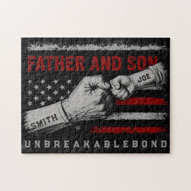 Unzerbrechliche Vater-Sohn-Bindung Vatertagsgesche Puzzle (Horizontal)