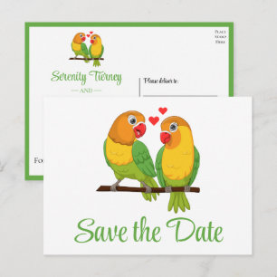 Unzertrennliche Liebesvögel Hochzeit Terminankündi Postkarte