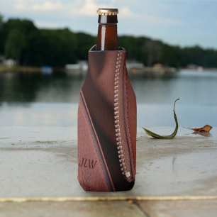 Unzipped Leather with Initials Customizable Flaschenkühler